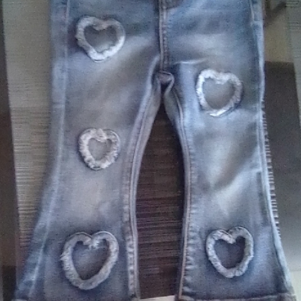 Stylish Blue Heart-Patterned Women's Jeans